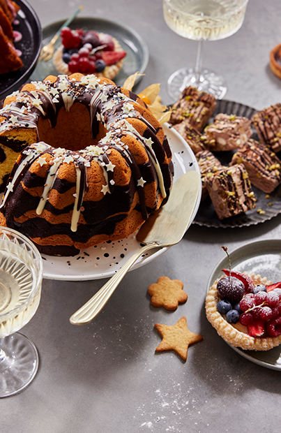 Afbeelding zebracake met chocoladedrip