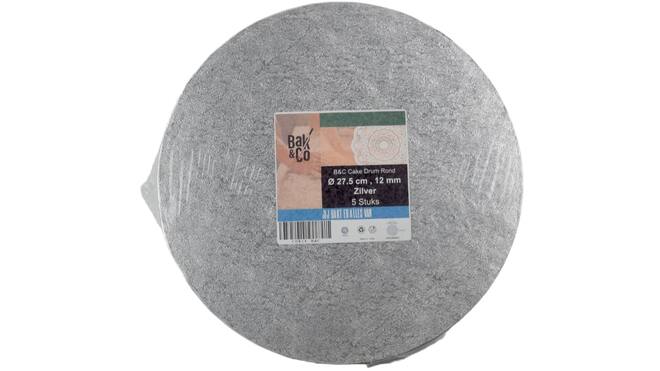 Cake drum Ø27,5 1,2 zilver rond b&c
