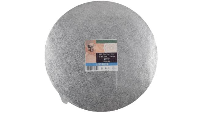 Cake drum Ø35 1,2 zilver rond b&c
