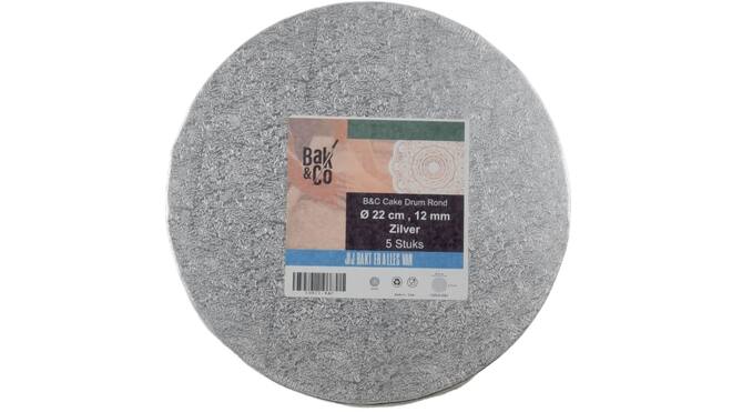 Cake drum Ø22 1,2 zilver rond b&c