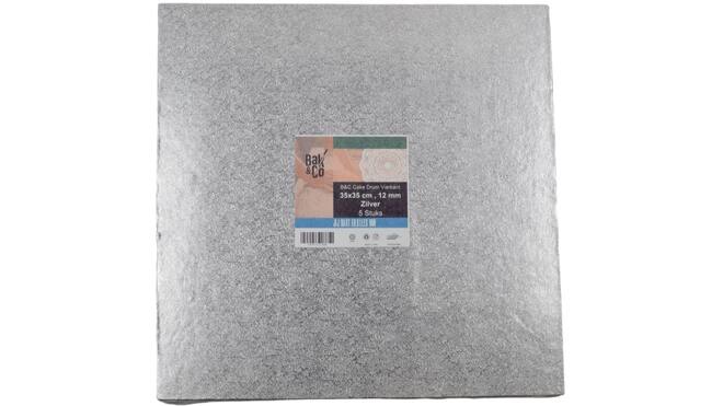Cake drum 35x35 1,2 zilver vierkant b&c