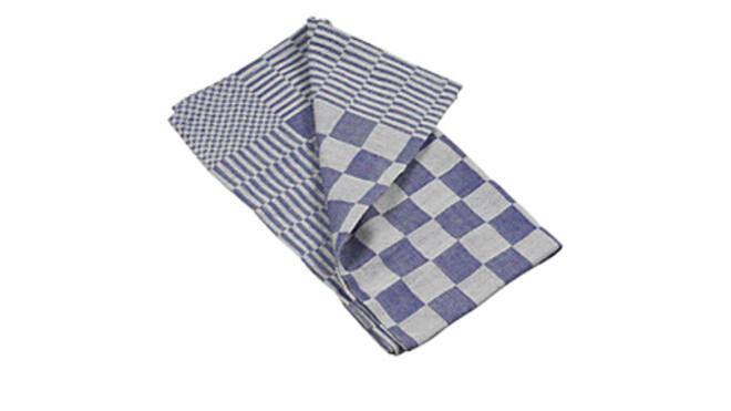 Theedoek blauw geblokt 65x60cm