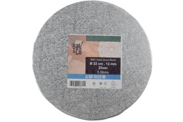 Cake drum Ø22 1,2 zilver rond b&c