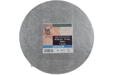 Cake drum Ø25 1,2 zilver rond b&c