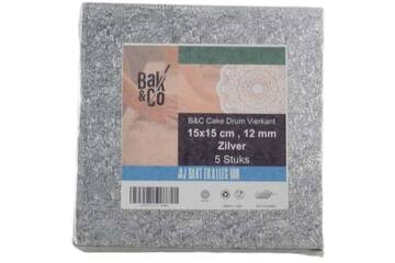 Cake drum 15x15 1,2 zilver vierkant b&c