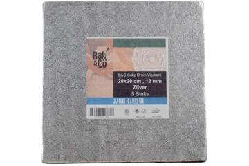 Cake drum 20x20 1,2 zilver vierkant b&c